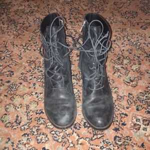 Black Ugg Leather Boots- Oriana Lace Up Boots